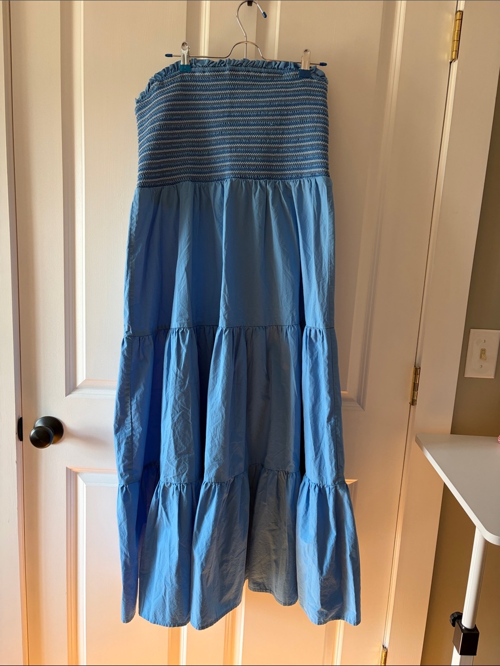 Blue Smocked Strapless Maxi Dress - American Eagle outlet Size XL